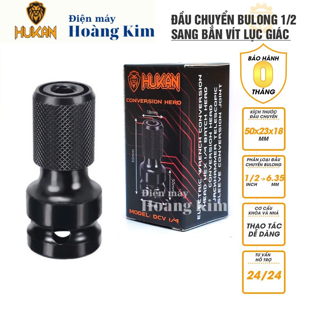 TOP BÁN CHẠY  Đầu chuyển bulong 1/2 sang bắn vít chuôi lục giác HUKAN