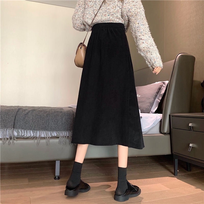 IELGY IELGY Chân Váy Lửng Vải Nhung Phong Cách retro Thời Trang Cho Nữ