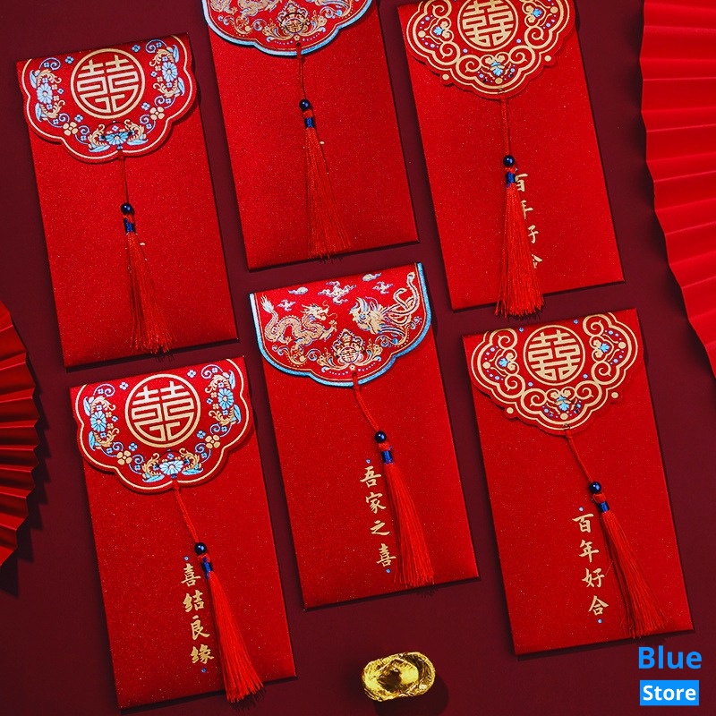 Combo 10 Bao lì xì đỏ đám cưới hỏi cao cấp sang trọng may mắn, Bao lì xì tết mừng tuổi năm mới Quý Mão 2023 - BlueStore