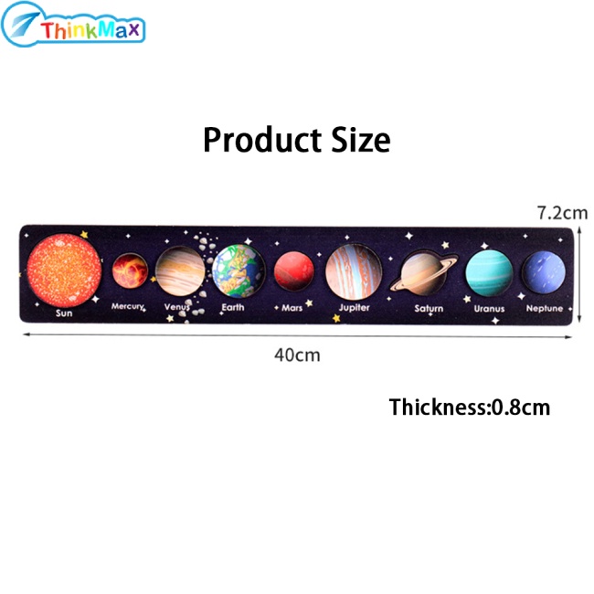 Thinkmax!!Đồ chơi xếp hình bằng gỗ tám hành tinh cho trẻ em/Trò chơi ghép hình hệ thống năng lượng mặt trời/Đồ chơi giáo dục sớm