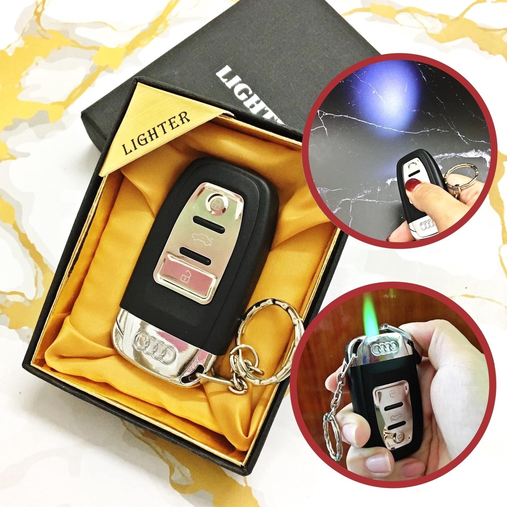 HỎA TỐC - 𝐇ỘT 𝐪𝐮𝐞̣𝐭 𝐁𝐚̣̂𝐭 𝐥𝐮̛̉𝐚 mô hình móc khóa xe AUDI có đèn pin - FREESHIP