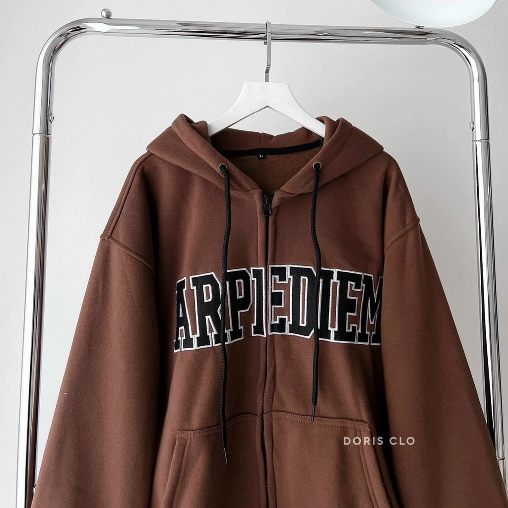 (FreeShip) Aó khoát nỉ in chữ nổi,khóa kéo nón 2 lớp,chất đẹp 2 màu dễ mặc