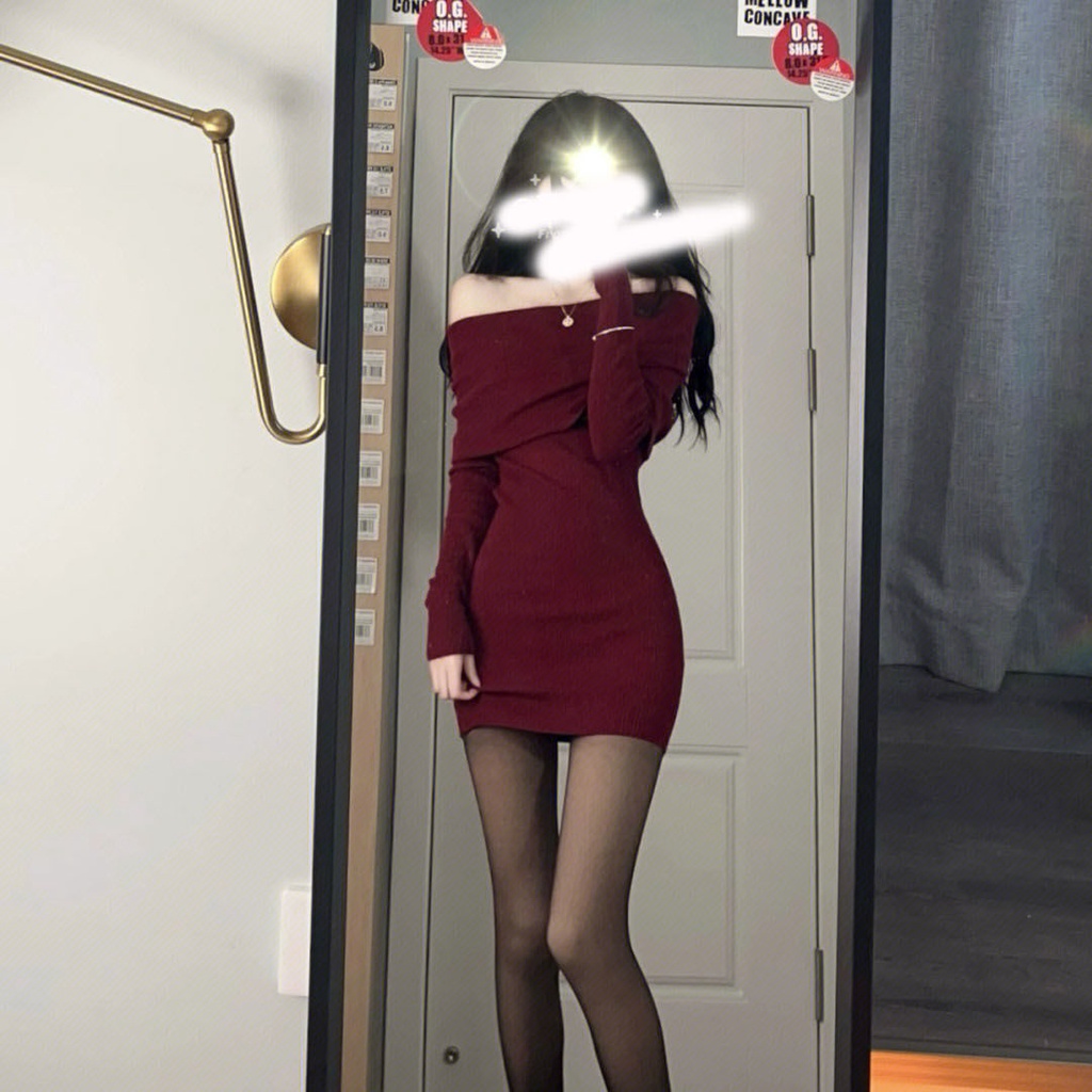 Đầm Giáng Sinh Tay Dài Hở Vai Plus Size Cho Nữ