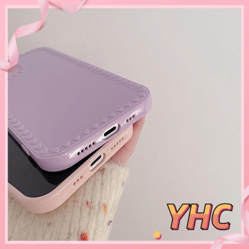 Ốp Điện Thoại Màu Trơn Họa Tiết Trái Tim Cho Iphone 6s 6splus 7 7plus 8 8plus X XS XSMAX 11 12 Pro Max Plus Promax-020