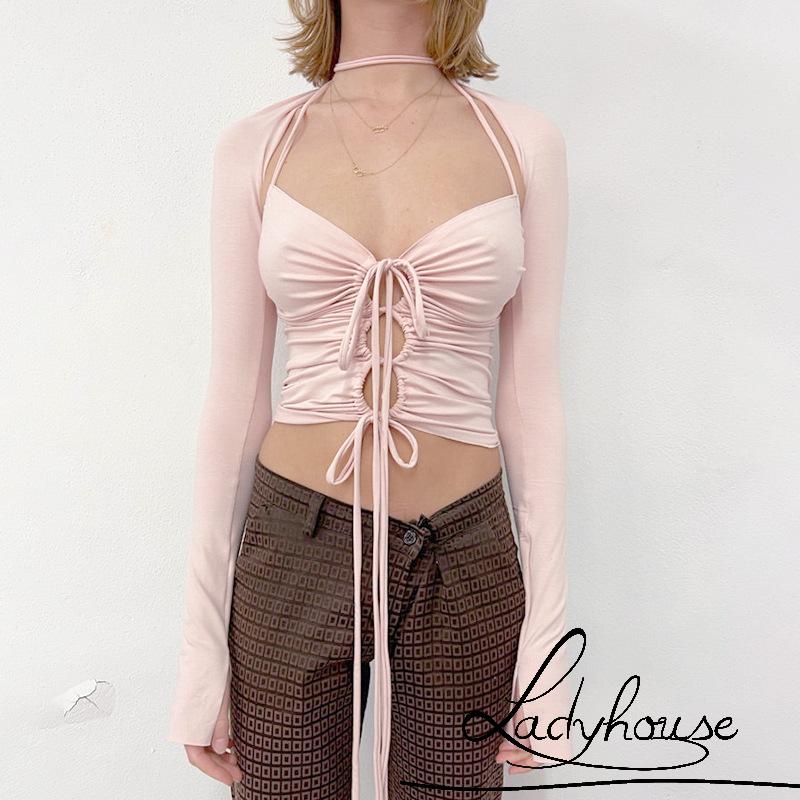 Áo Tank Top + Áo Khoác Tay Dài Màu Trơn Dáng Ôm Gợi Cảm Cho Nữ