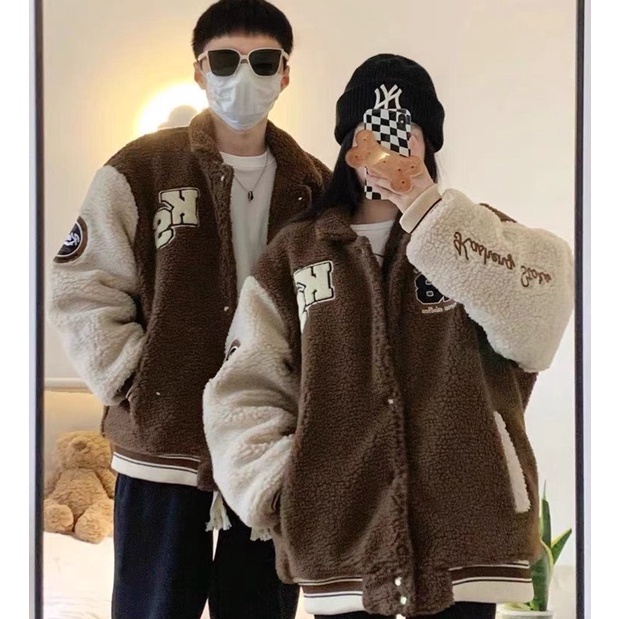 Áo Khoác Nữ, Áo Khoác Lông Cừu Thêu Chữ KS Dáng Free Size Siêu Hot Hit
