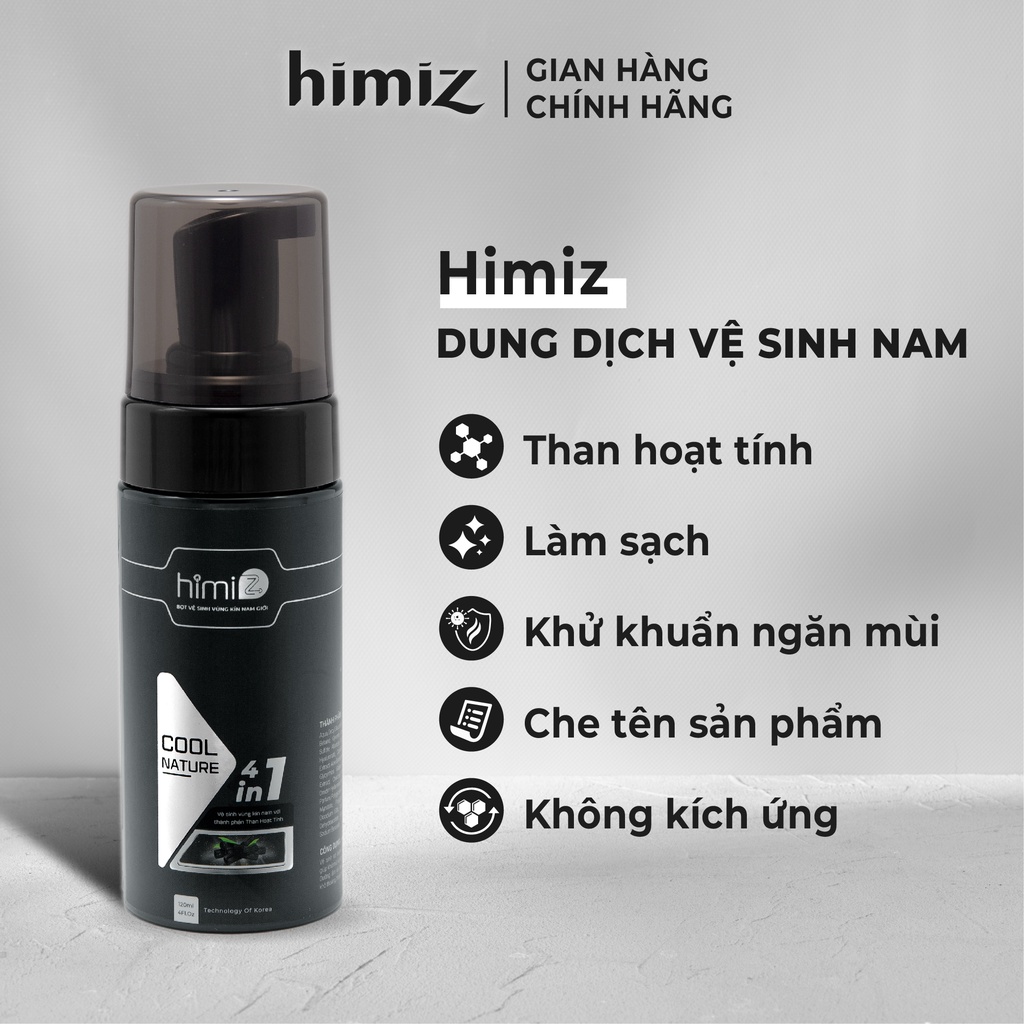 Bọt vệ sinh nam giới bạc hà Himiz thơm mát và thành phần than hoạt tính 120ml