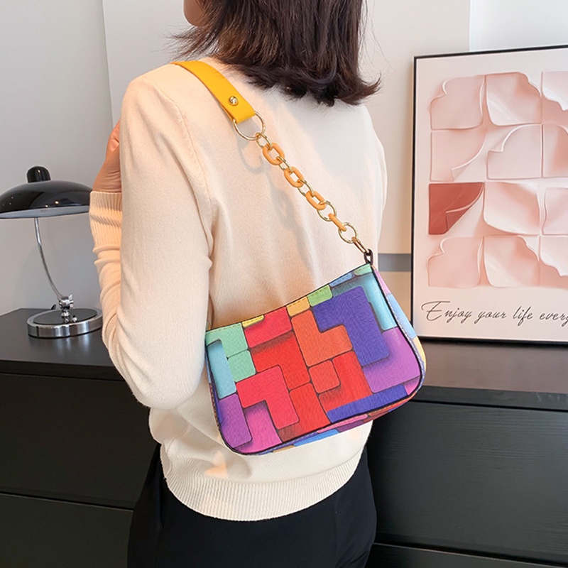 Túi Đeo Vai Phối Dây Xích Phong Cách Hàn Quốc Thời Trang Cho Nữ