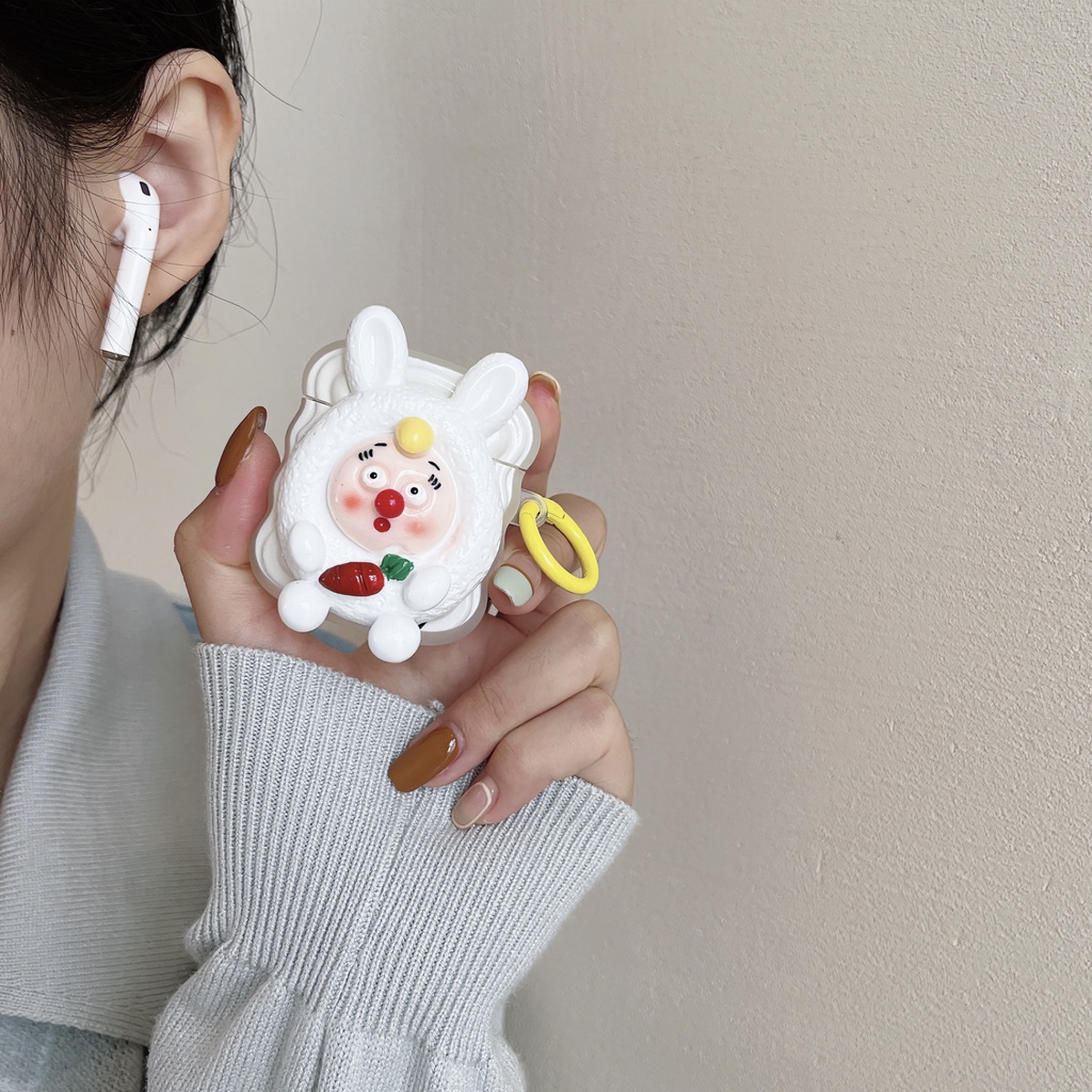 Vỏ Bảo Vệ Hộp Sạc Tai Nghe Airpods 2 / Pro / 3 / Pro2 Bằng Silicon Cứng Họa Tiết Động Vật Dễ Thương