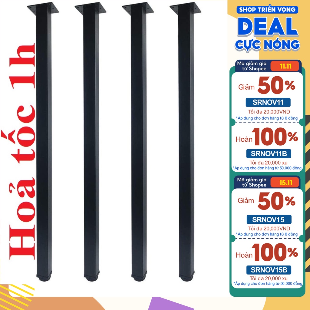 Chân bàn bằng sắt, nhiều kích thước , kiểu chân trụ thẳng vuông 30x30 tặng kèm 16con ốc...