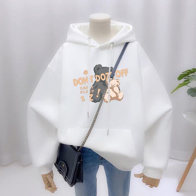 Áo hoodie Unisex Ullzang cao cấp, Áo Hoodie Nam Nữ tay bồng in hình gấu cực dễ thương. | BigBuy360 - bigbuy360.vn