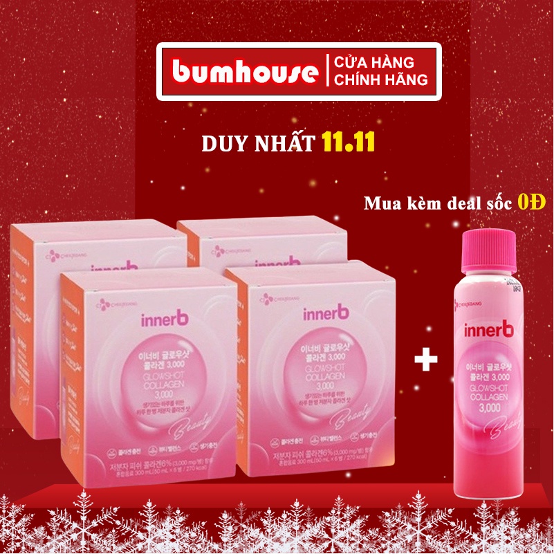 Combo 4 hộp/ 2 hộp nước uống Collagen Vitamin C sáng da InnerB Glowshot