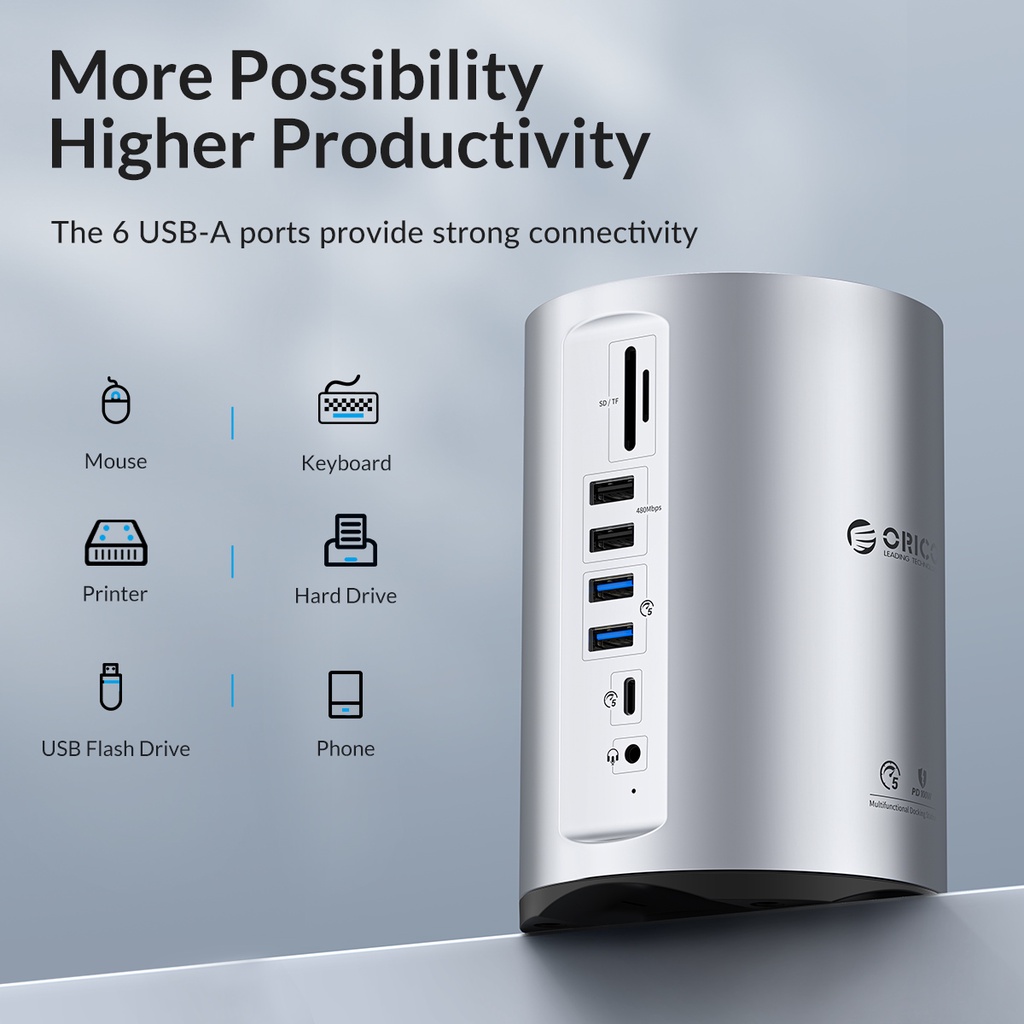 Bộ Chia Cổng Sạc USB 3.0 ORICO Rj45 15 Trong 1 Cho Macbook Pro