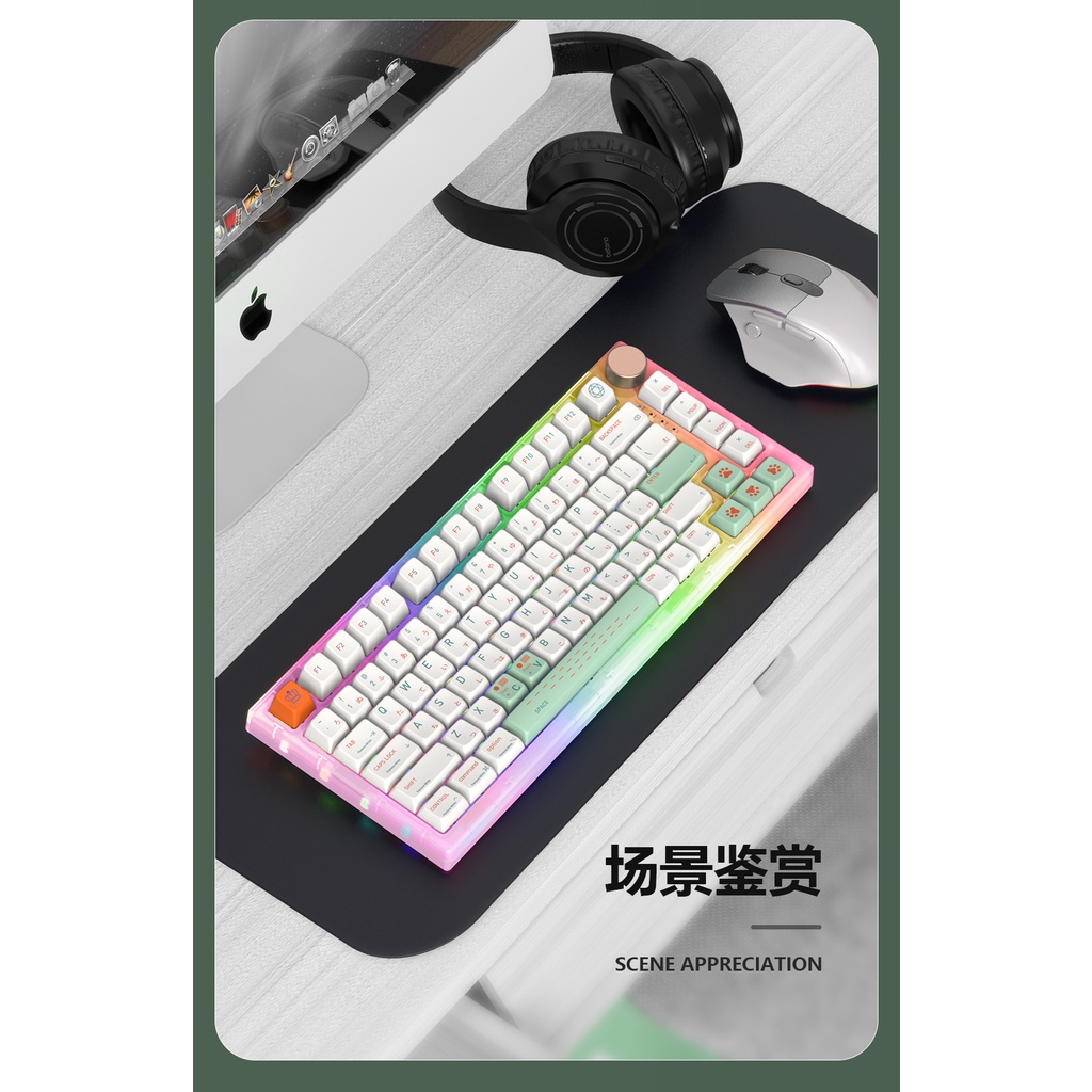 Kit bàn phím cơ GK75,  mạch xuôi, 3 mode kết nối, Gasket Mount, led RGB