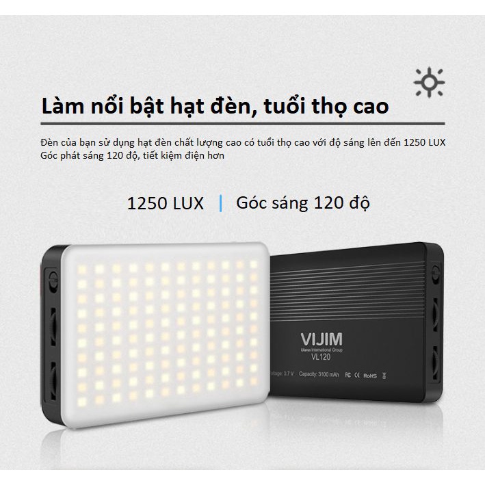 Đèn led video Ulanzi VIJIM VL120 Bi-Color 3200K-6500K HL Studio