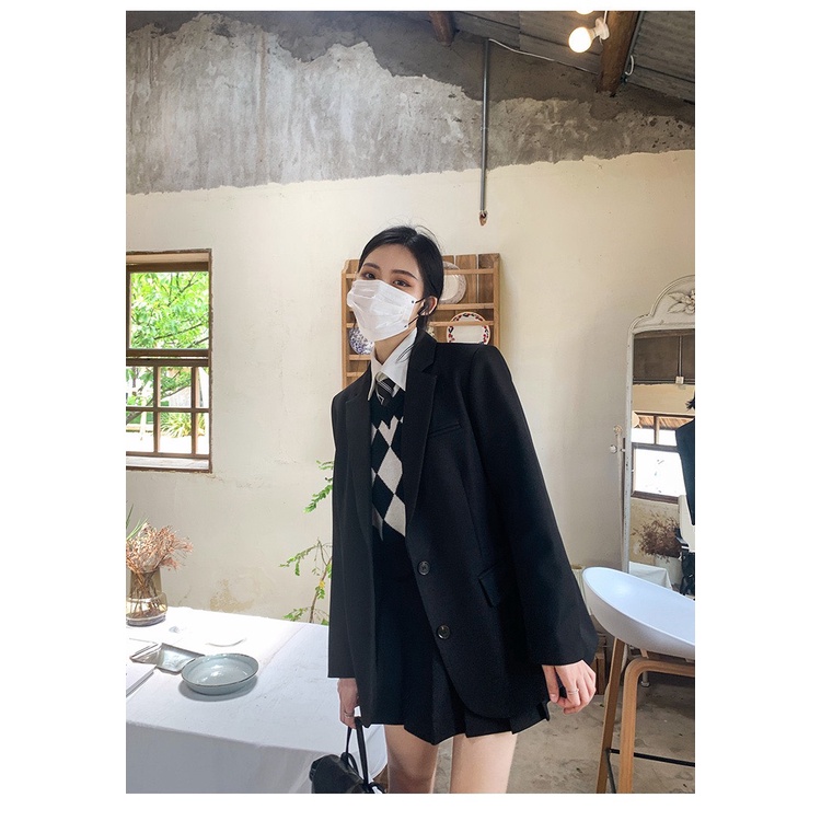 Áo blazer nữ dài tay Chelgy 2 cúc, áo vest nữ 2 lớp dầy dặn mùa thu đông form rộng 3 màu Đen, Nâu, Trắng CG-ABLZ101 | BigBuy360 - bigbuy360.vn