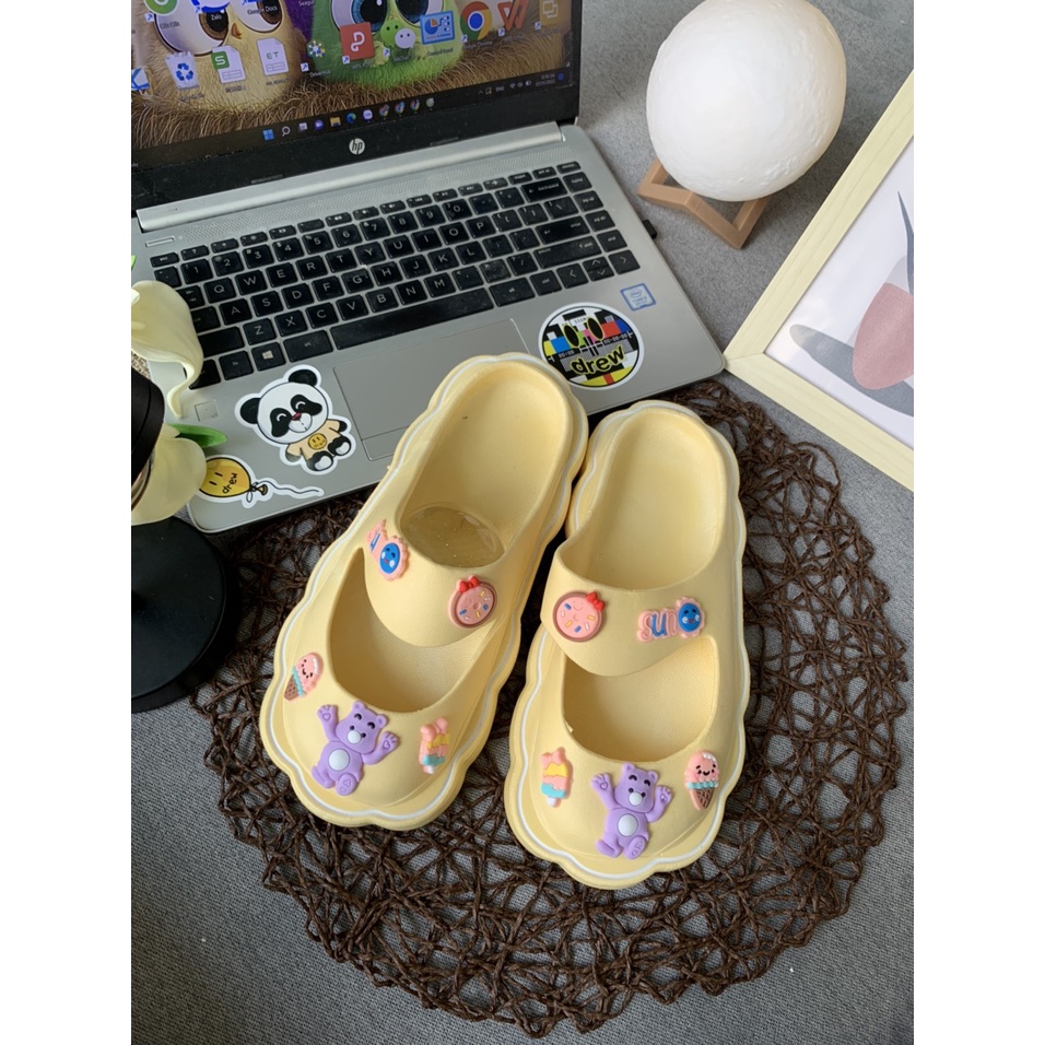 JY479- D14 - Dép crop  nữ  thời trang bánh bèo siêu  dễ thương cực xinh vintag đế mềm chắc chắn