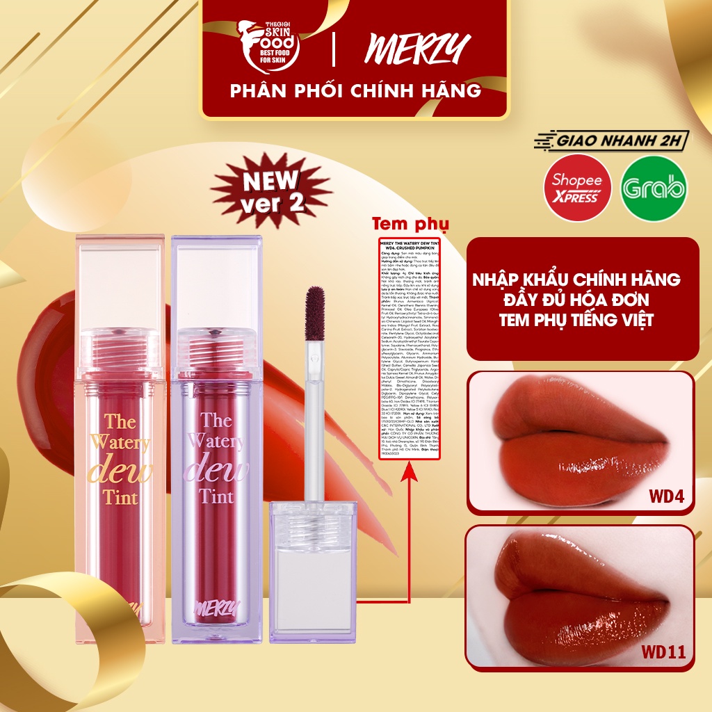 Son Tint Lì, Lâu Trôi Cho Đôi Môi Ẩm Mịn Hàn Quốc Merzy The Watery Dew Tint 4g