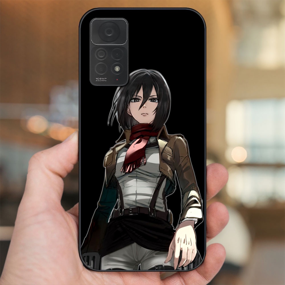 Ốp lưng Xiaomi Redmi Note 11 Pro 4G viền đen in hình Mikasa Ackerman Attack On Titan