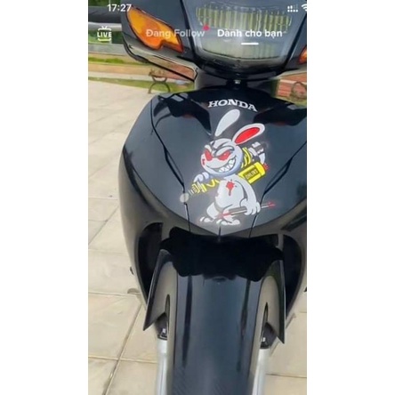 Tem dán trang trí mặt lạ xe máy,oto mẫu tem thỏ tem 3 lớp chống phai màu