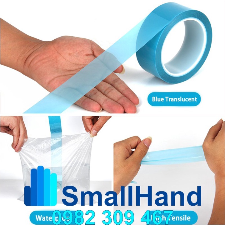 Băng dính chịu nhiệt Pet Acrylic xanh da trời – Không nhả keo – Dùng dán tủ lạnh, máy giặt