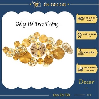 Đồng hồ treo tường, đồng hồ trang trí, sen vàng, nghệ thuật, kim trôi, én decor