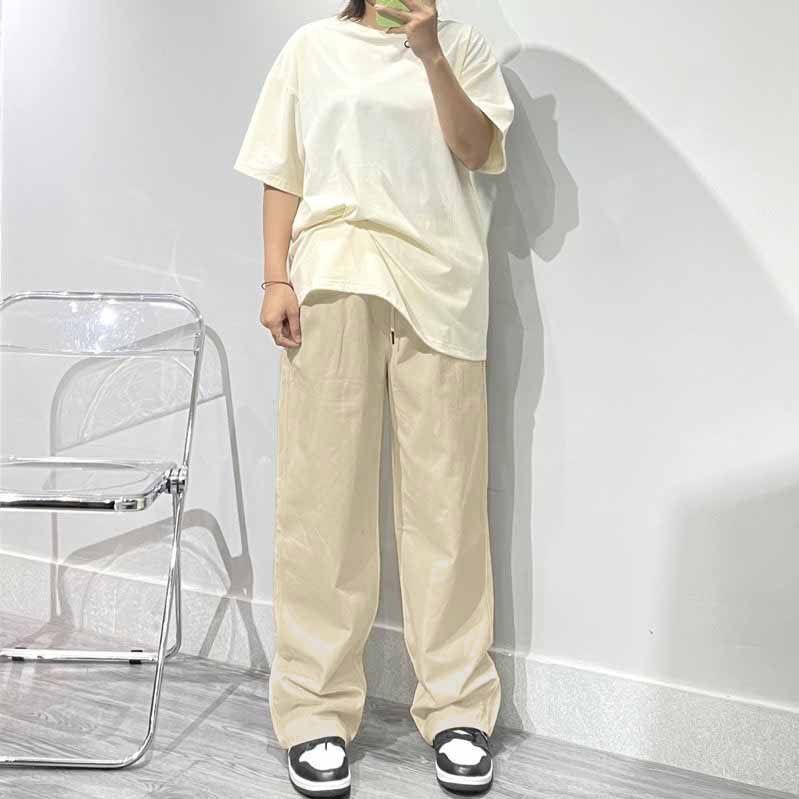 Quần Jogger Baggy kaki Dáng Suông Dài ống rộng - Chất Vải Kaki Kiểu Thể Thao UNISEX bốn Màu Đen,rêu,be,xám. 03x | BigBuy360 - bigbuy360.vn