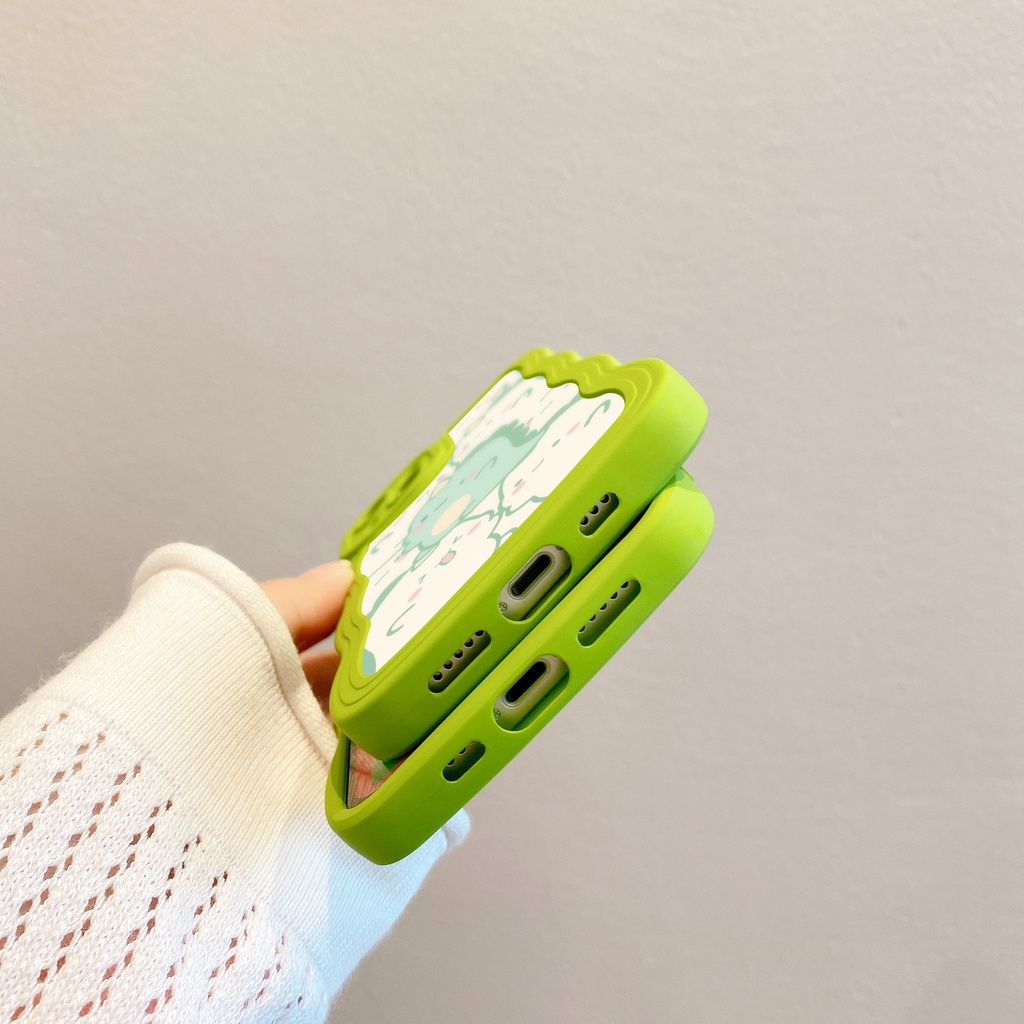 Ốp Điện Thoại Màu Xanh Lá Cây Họa Tiết Khủng Long Cho iPhone 14 11 7 / 8plus 6plus 13Pro 12Promax 8 13 12Pro XR X XSMax SE 2020 14plus