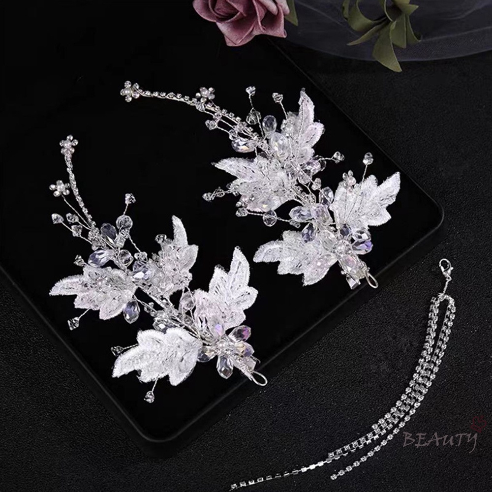 Cặp Kẹp Tóc Bên Hông Thêu Trang Sức Sang Trọng Phong Cách Hàn Quốc Thích Hợp Sử Dụng Hàng Ngày Tại Nhà