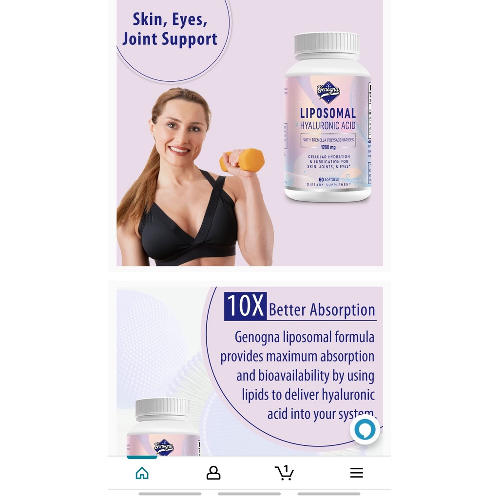 Viên cấp nước liposomal hyaluronic acid 1200mg hấp thu gấp 10 lần, giảm khô nhăn da, căng bóng da, bổ xương khớp genogna