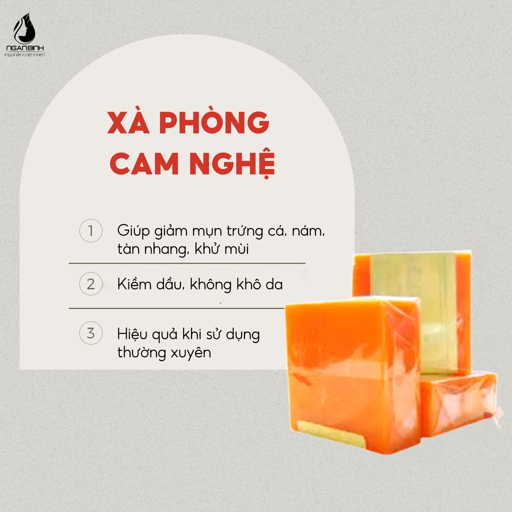Xà phòng nghệ cam làm chất bã nhờn, sáng da, giảm mụn trứng cá