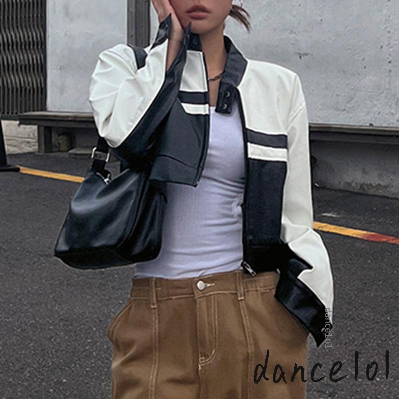 Áo Khoác Da Kiểu Dáng Vintage Thời Trang Phong Cách Hàn Quốc 1O1 y2k