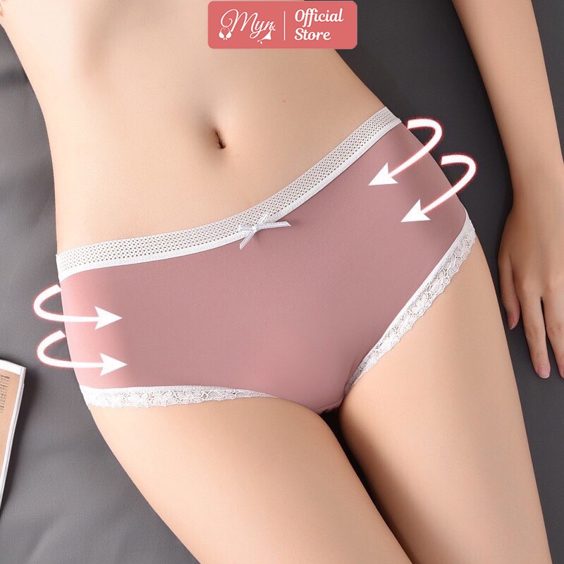 SET 5 QUẦN SU MÁT LẠNH VẢI MỊN PHỐI VIỀN REN ĐÍNH NƠ ĐIỆU Q 210  MYN_UNDERWEAR