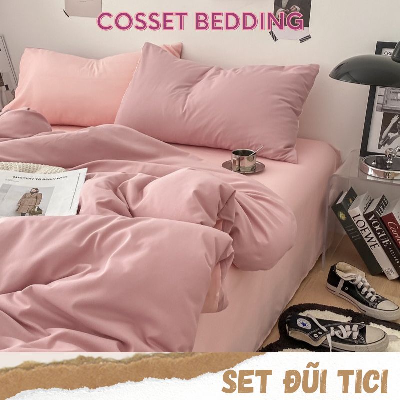 Bộ chăn ga gối cotton tici notag COSSET màu pastel hàn quốc drap đủ kích thước nệm | BigBuy360 - bigbuy360.vn