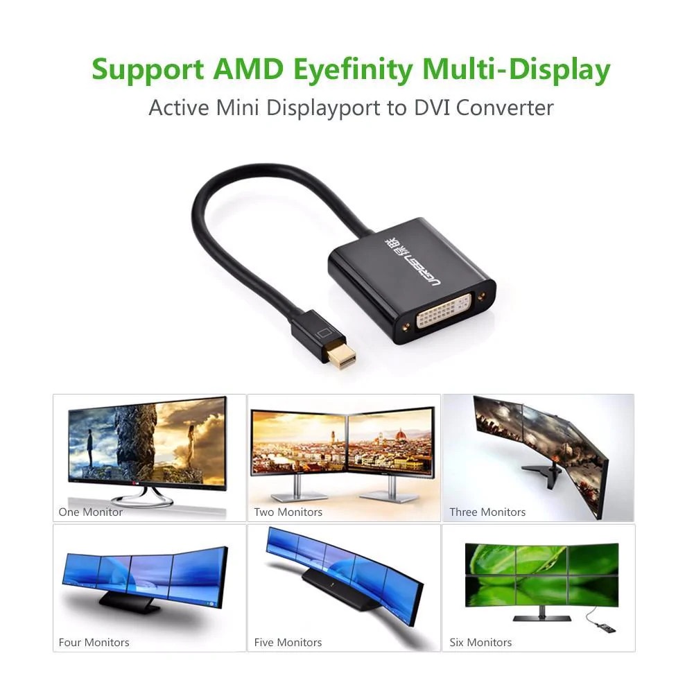 Cáp Mini Displayport To DVI 24+5 Ugreen 10448 Màu Đen (Activer Eyefinity Technology  Multi DVI)
