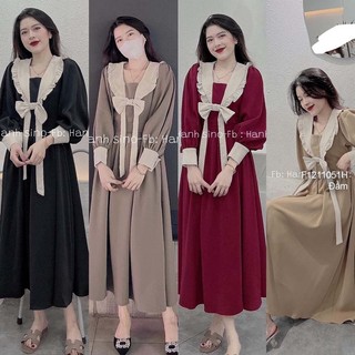 Đầm xoè cổ bẻ phối quần short