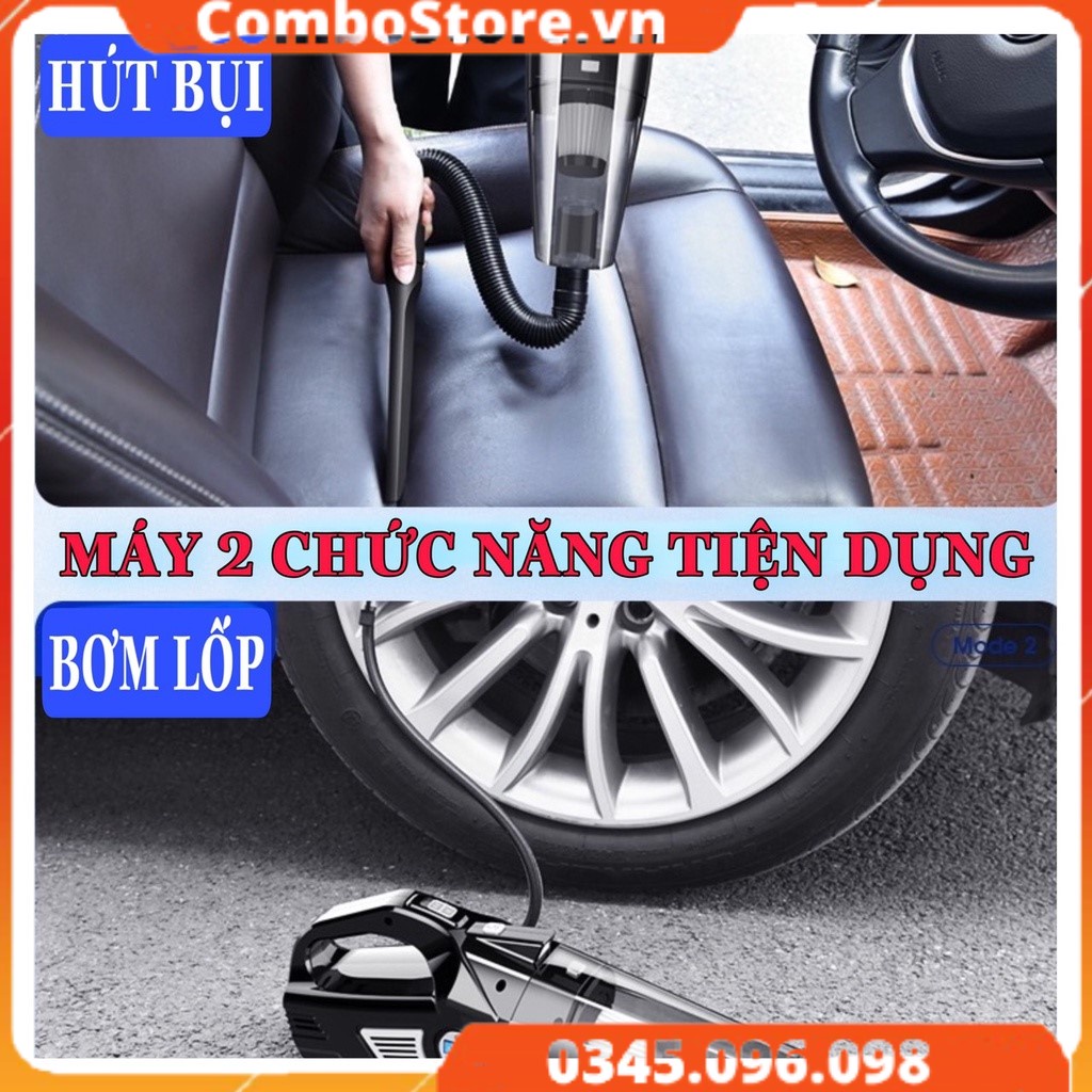 Máy hút bụi cầm tay xe hơi ô tô kiêm bơm lốp đa năng 4 trong 1