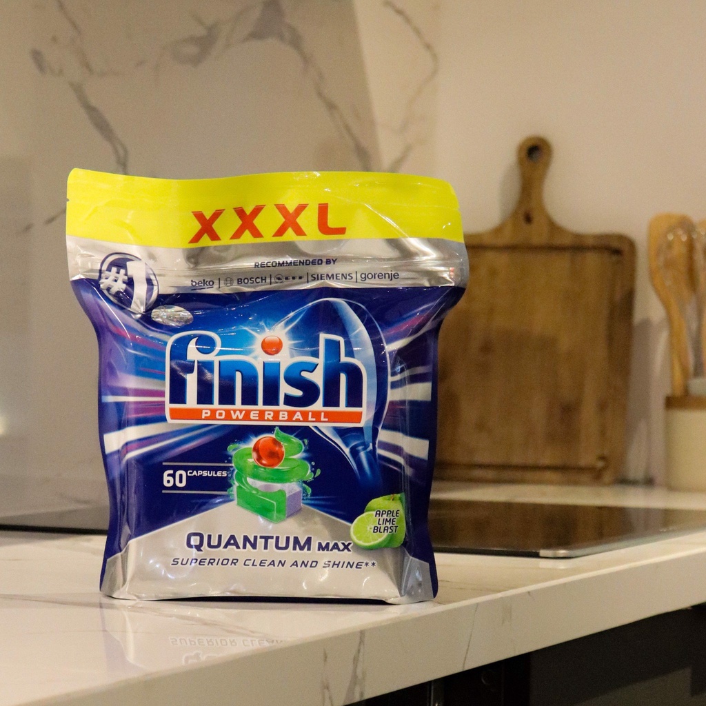 Viên rửa bát Finish Quantum max 60 viên hương Táo