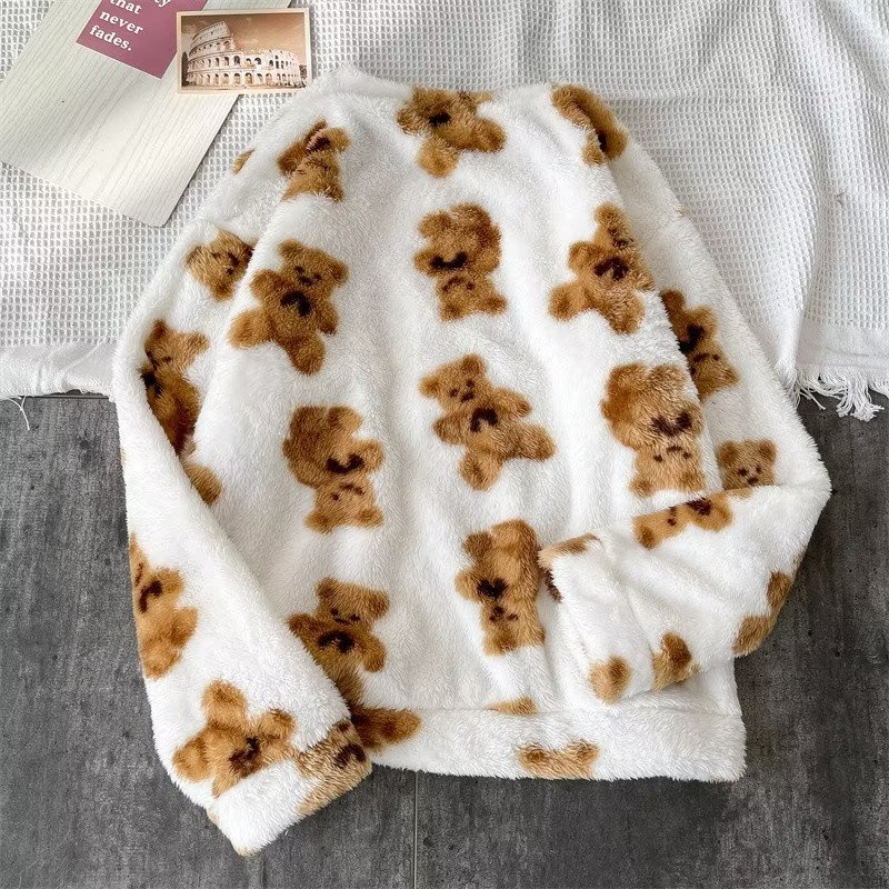 Áo sweater Tay Dài Cổ Tròn In Hình Gấu Hoạt Hình Phong Cách Hàn Quốc Thời Trang Thu Đông 2022 Cho Nam