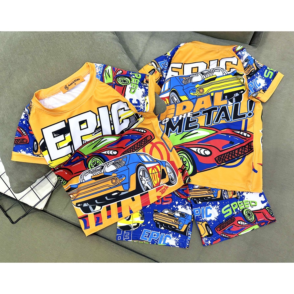 Bộ tay ngắn quần đùi lửng Thun lạnh 3D loại 1 Annkids size nhí 12-23kg bé trai siêu nhân cực ngầu-Quần áo trẻ em-Pikakid