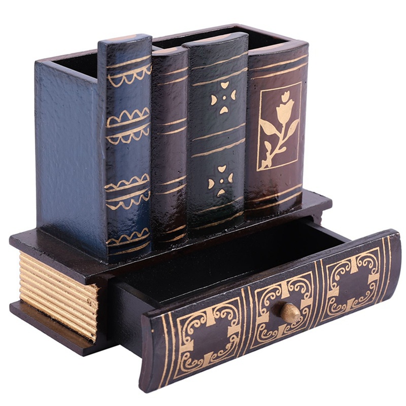Giá Đỡ Bút Bằng Gỗ Hình Quyển Sách Để Bàn Đa Năng Độc Đáo Trang Trí Nhà Cửa