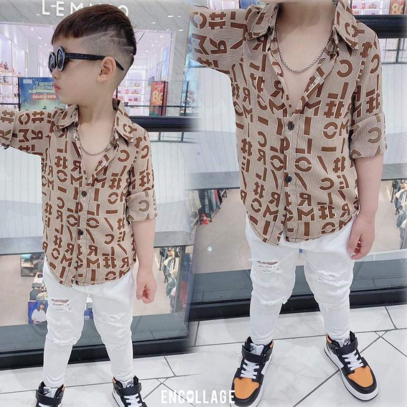 Áo sơ mi lụa dài tay cho bé trai