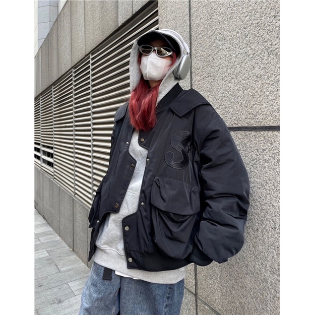 Áo bomber thêu logo chữ S phong cách đường phố hiphop ulzzang