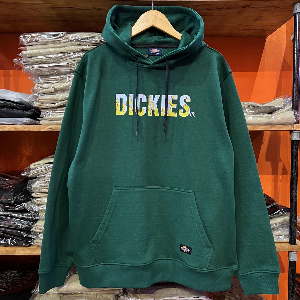 Áo hoodie nỉ đen Dickies nam nữ unisex form rộng basic in ngực chính hãng - Helistore