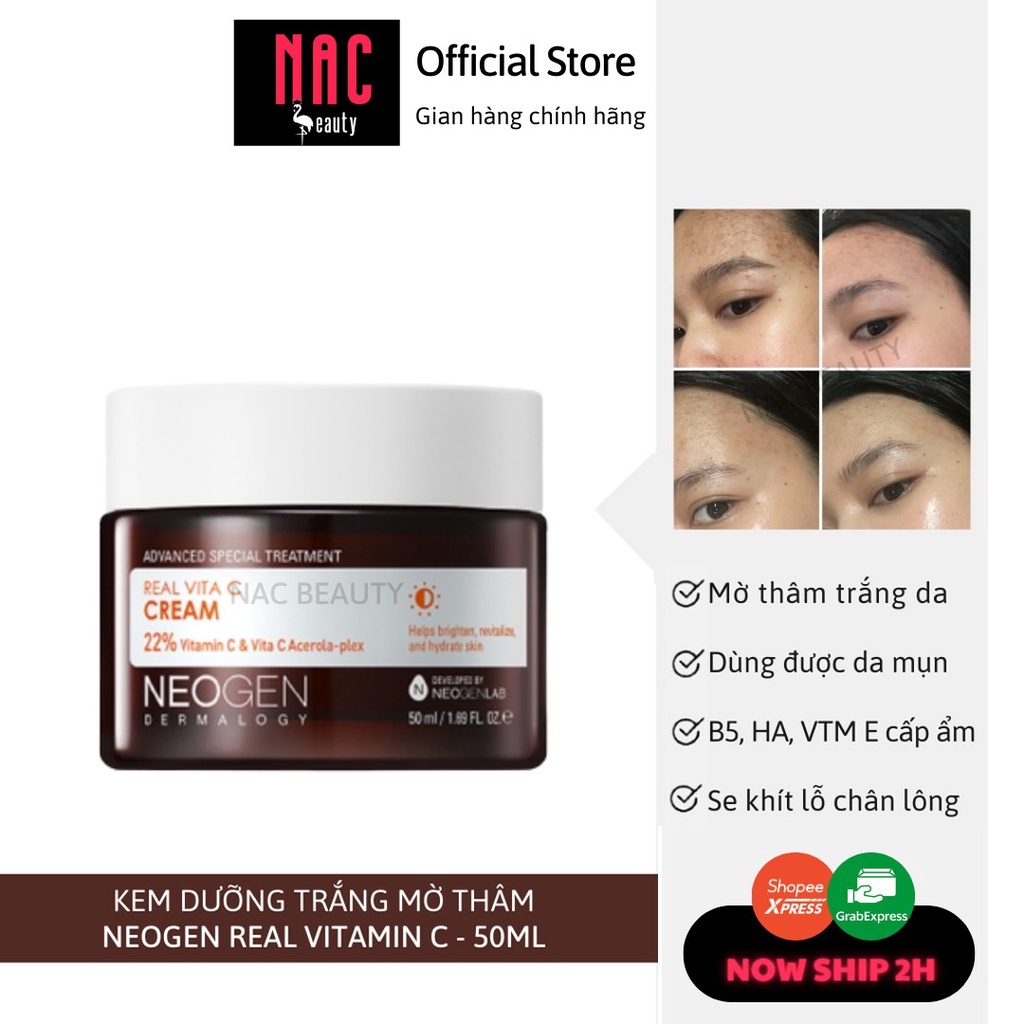 Kem Dưỡng Vitamin C Giảm Thâm Dưỡng Sáng Da Neogen Real Vita C Cream 50ml - nac beauty