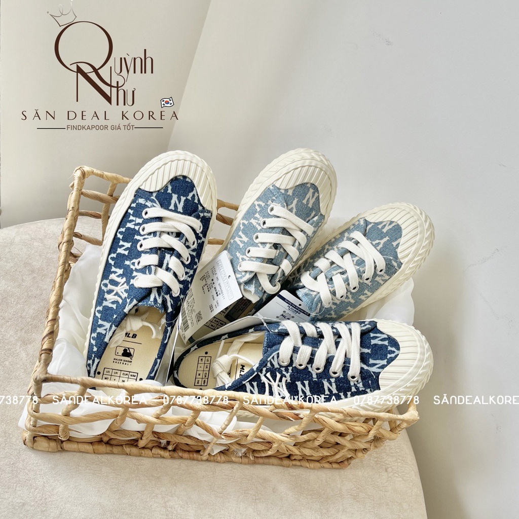 Dép sục MLB Monogram Playball Mule ver 2021 đen/trắng/denim