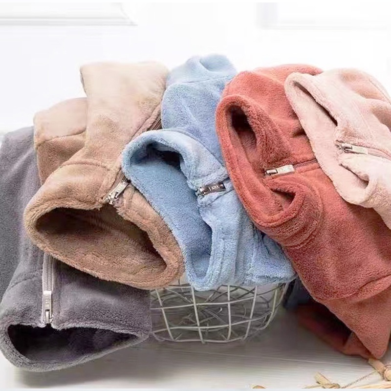 BABEPROUD Áo khoác vải len san hô màu sắc trơn xinh xắn thời trang dành cho bé 2-8 tuổi