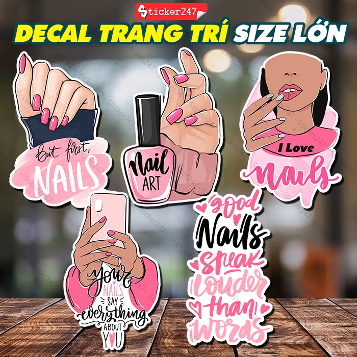 Tranh Dán Decor Tiệm Nail Size Lớn Freeship Sticker Trang Trí Tiệm Nails