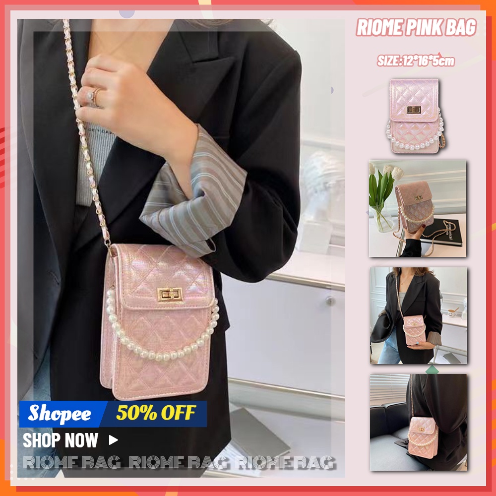 💗Túi Xách Da Pu Đeo Cánh Tay Họa Tiết Kẻ Sọc Màu Hồng Thời Trang Mùa Hè Dành Cho Nữ