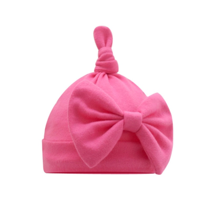 Mũ Cotton Giữ Ấm Thắt Nơ Dễ Thương Cho Bé Gái Sơ Sinh